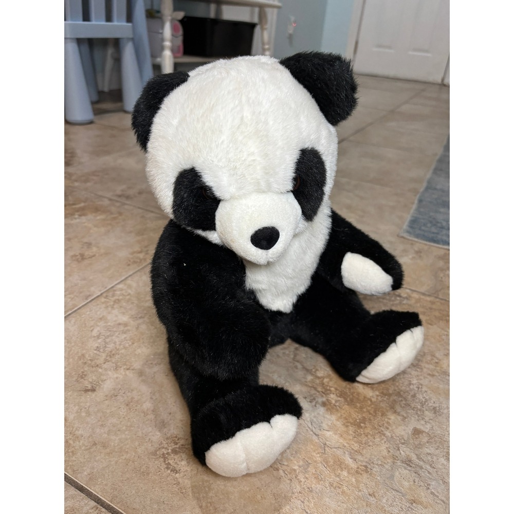Vintage Kids of America Corp Panda Bear Plush Stuffed Animal 12 Inch Black White
